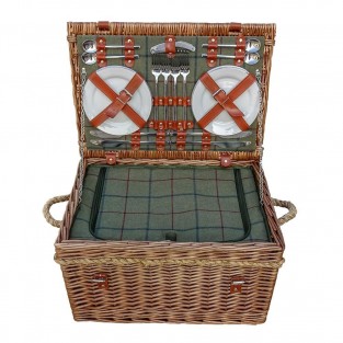 Four Person Tweed Fitted Picnic Basket