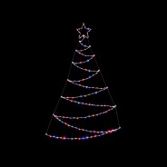 1.2M Wall Christmas Tree in Warm White, White, or Rainbow LED 7 Rainbow