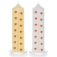 Robin Advent Pillar Candle & Glass Candle Plate 1 Candles either white or cream chosen at random