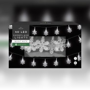 40 LED Snowflake Lights Bright White - Battery Op 1 