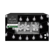 40 LED Snowflake Lights Bright White - Battery Op 2 