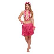 5 Piece Hawaiian Accessories in Pink 4 includes skirt, headband, wristbands, and necklace