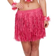 5 Piece Hawaiian Accessories in Pink 3 Skirt and Wristbands shown