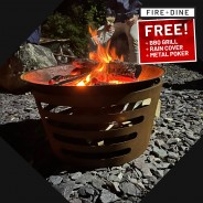  Apollo Oxidised Fire Pit & BBQ Grill With Rain Cover by Fire & Dine  9 