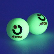 ATOM Glow UV Golf Balls - 2 Pack 3 Shown under UV lights