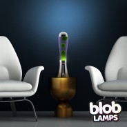 BIG BLOB Blob Lamps Lava Lamp  - Silver Base - Green/Purple 2 