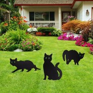 3 Metal Black Cat Scarers - Garden Pest Deterrent 1 