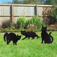 3 Metal Black Cat Scarers - Garden Pest Deterrent 3 