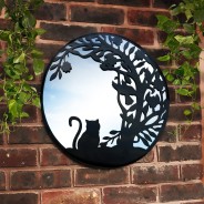 Black Cat Round Silhouette Mirror 50cm 1 