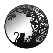 Black Cat Round Silhouette Mirror 50cm 2 