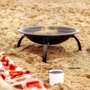 Portable - Camping Steel Fire Pit with BBQ Grill 2 
