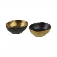 Ceylon Black and Gold Ceramics  3 Small Cereal Bowls