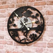 Forest Fairy Silhouette Glowing Moon Wall Clock 3 