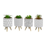 Faux Plant in Grey Pot with Legs 1 One pot supplied chosen at random