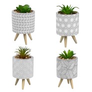 Faux Plant in Grey Pot with Legs 2 One pot supplied chosen at random