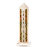 Ivory Pillar Advent Candle on Glass Plate with Festive Decorations  3 