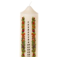 Ivory Pillar Advent Candle on Glass Plate with Festive Decorations  2 
