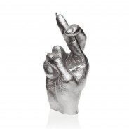 Fingers Crossed Hand Candle Silver 4 