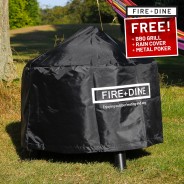 Flames Fire Pit & BBQ Grill With Rain Cover by Fire & Dine  5 