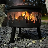 Flames Fire Pit & BBQ Grill With Rain Cover by Fire & Dine  10 
