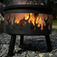 Flames Fire Pit & BBQ Grill With Rain Cover by Fire & Dine  9 
