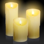 23cm Flickabright Wax Drip Candle 3 Flickabright Candles in assorted sizes