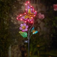 Solar Butterfly/Dragonfly Stake Light 2 Pink Butterfly