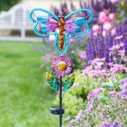 Solar Butterfly/Dragonfly Stake Light 5 Blue Dragonfly