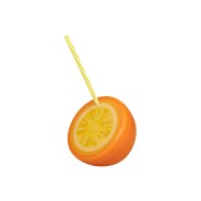 Fruit Shaped Cups with Straw 3 Orange