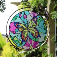 Glass Hanging and Spinning Orbit Suncatchers 3 Butterfly