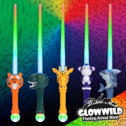 T-Rex Flash Extending Animal Wand Wholesale 3 Available in Tiger, Giraffe, Monkey, and Shark