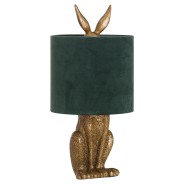 Gold Hare Table Lamp with Green Shade 2 