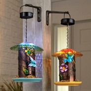 Hanging Bird Feeder with Solar LED 4 Bracket not included