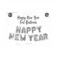 Happy New Year Foil Balloons  3 Silver