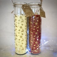Fragranced Advent Candle in 21cm Tall Glass Tube 1 Candle will be either ivory or red