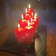 Red Pillar Candle Sets 4 Shows both sets