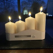 Ivory Pillar Candle Sets (4 pack) 5 7cm, 9cm, 11cm, 13cm set