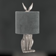 Hare Table Lamp in Silver with Grey Velvet Shade 1 