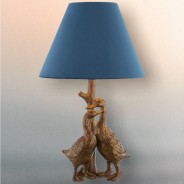 Gold Ducks Table Lamp with Velvet Shade 1 
