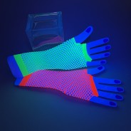 Long UV Neon Fishnet Gloves 1 
