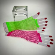 Long UV Neon Fishnet Gloves 2 
