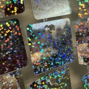 Sequin Wall Panel - Holographic Connectable 30 x 30cm 1 Close up of individual sequins