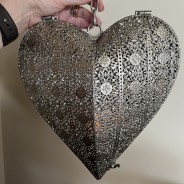 Large Hanging Silver Heart Tealight Holder (6787) 5 