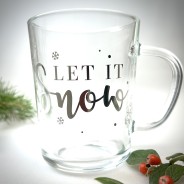Christmas Mulled Wine Glass Mugs - 2 Pack 4 Silver print Let it snow