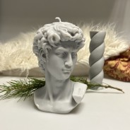 David Bust Soy Wax Vegan Candle in Grey 1 Candle in background not included