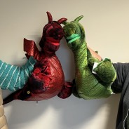Enchanted Dragon Hand Puppets in Red or Green 4 