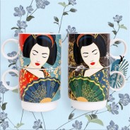 Large Geisha Stacking Mugs 3 