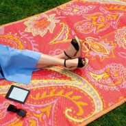 Paisley Outdoor Rug with Pink & Yellow Reversible Design 2 