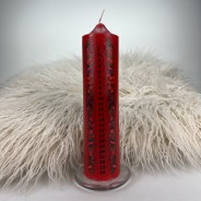 Red Pillar Advent Candle on Glass Plate with Festive Decorations  2 