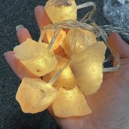 Himalayan Salt Battery Operated String Lights 2 Illuminated in the daytime